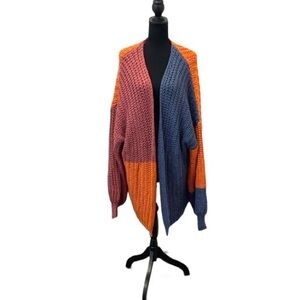 Haptics Colorblock Open Front Cardigan Sweater